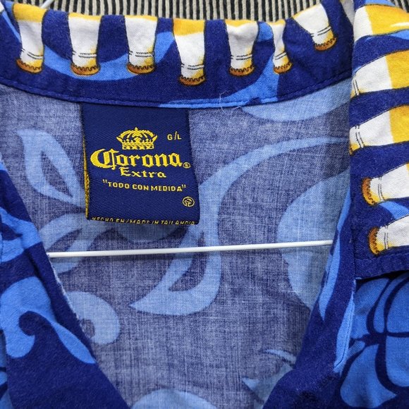 Corona Extra Men's Aloha Hawaiian Button Down Short Sleeve Shirt Size Large - Picture 4 of 4